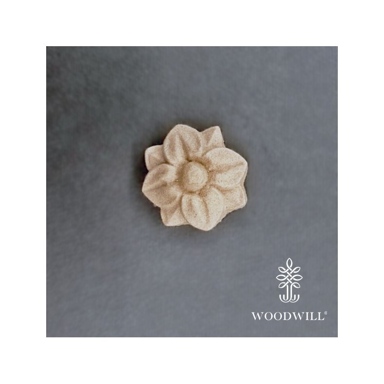 Woodwill bjelig trudskring - 3,8 cm - lille rosette